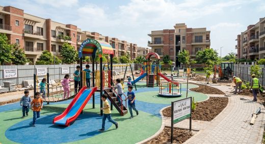 Children playground and swings