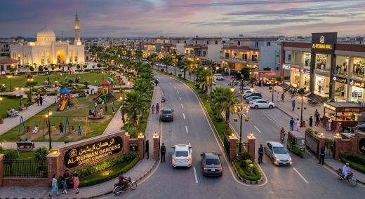 Wide carpeted roads with street lights